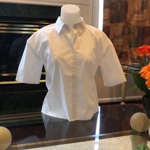 Express white button up half-sleeve shirt